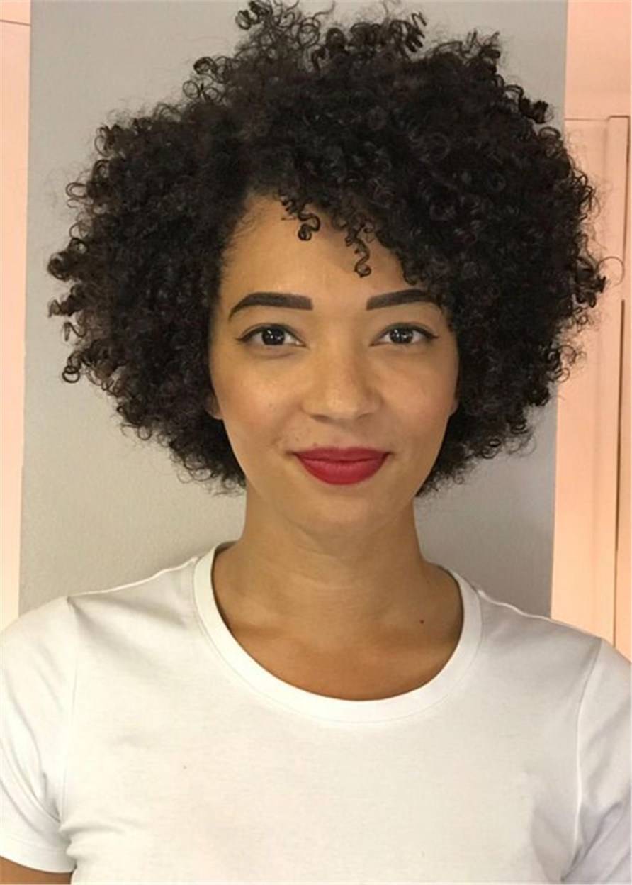 African American Wigs Short Afro Curly Synthetic Hair Women Wig 10 Inches