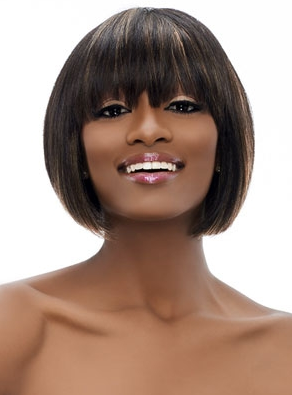 Bob Hairstyle Full Bang Short Straight Synthetic Capless Wigs about 10 Inches for Black Women