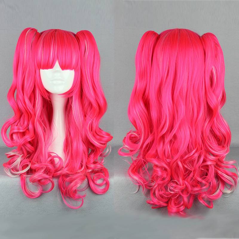 Japanese Lolita Style Pink Color Cosplay Wigs 28 Inches