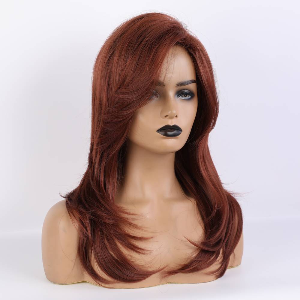 Natural Straight Red Synthetic Long Capless Women Wigs