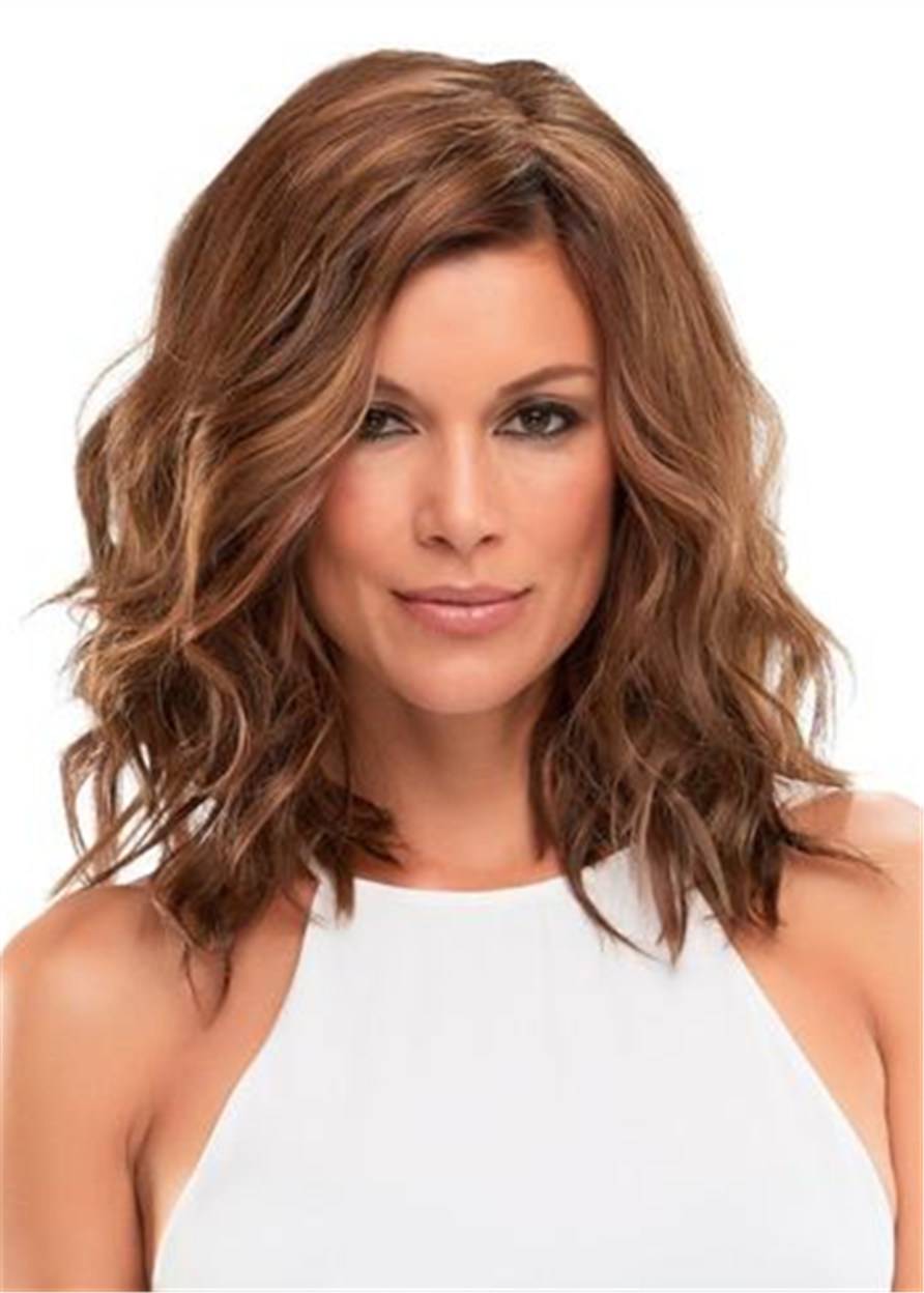 Big Curly Layered Hairstyle with Full Fringe Middle Length Synthetic Capless Women Wigs 14 Inches