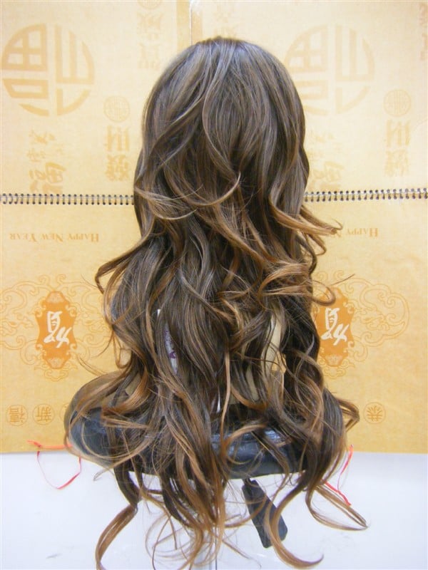 Capless Extra Long Curly Brown 22 Inches Synthetic Hair Wigs