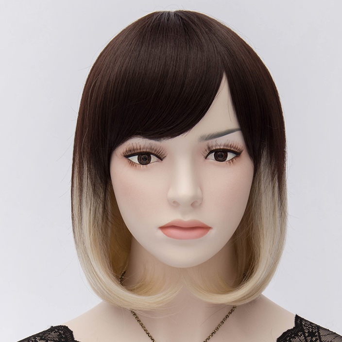 Beautiful Sadie Mid-Length Black-and-Blonde Bob Wig 12 Inches
