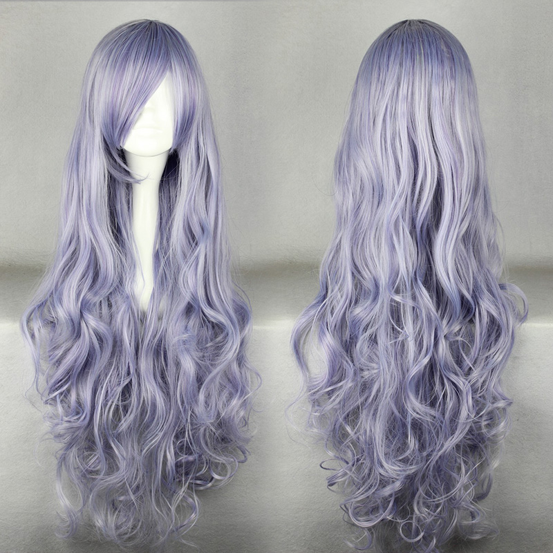 Super Long Curly Light Purple Synthetic Hair Cosplay Wigs 36 Inches