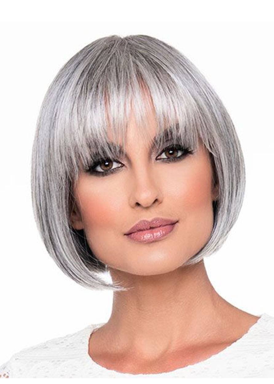 Short Bob Hairstyles Women's Bob Style Blonde Straight Synthetic Hair Capless Wigs 8Inch