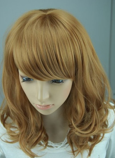Hot Sale Top Quality Lovely Medium Wavy Strawberry Blonde Wig 16 Inches Makes You More Charming