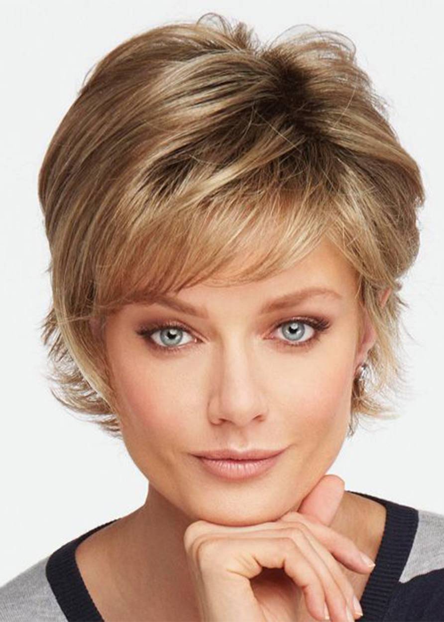 Short Layered Hairstyles Women's Choppy Wavy Human Hair Capless Wigs 10Inch