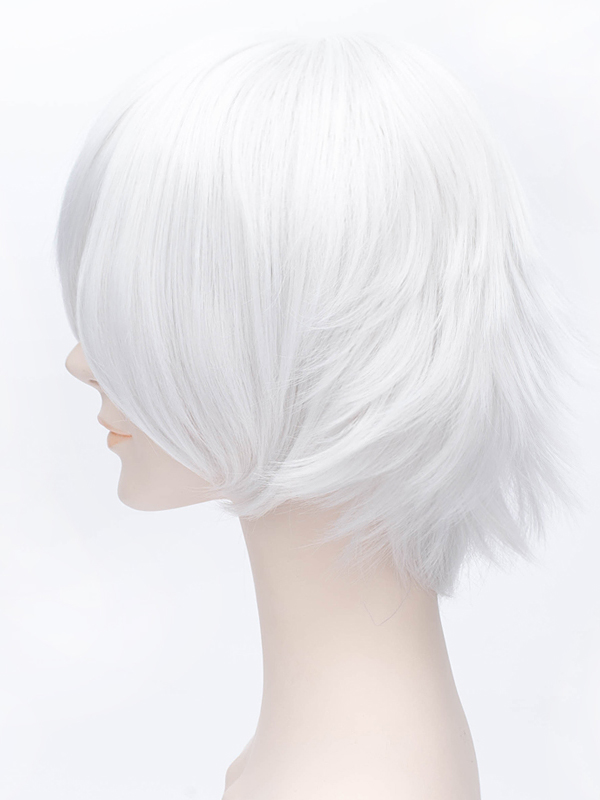 Short Bob Straight White Wig 12 Inches for Cosplay