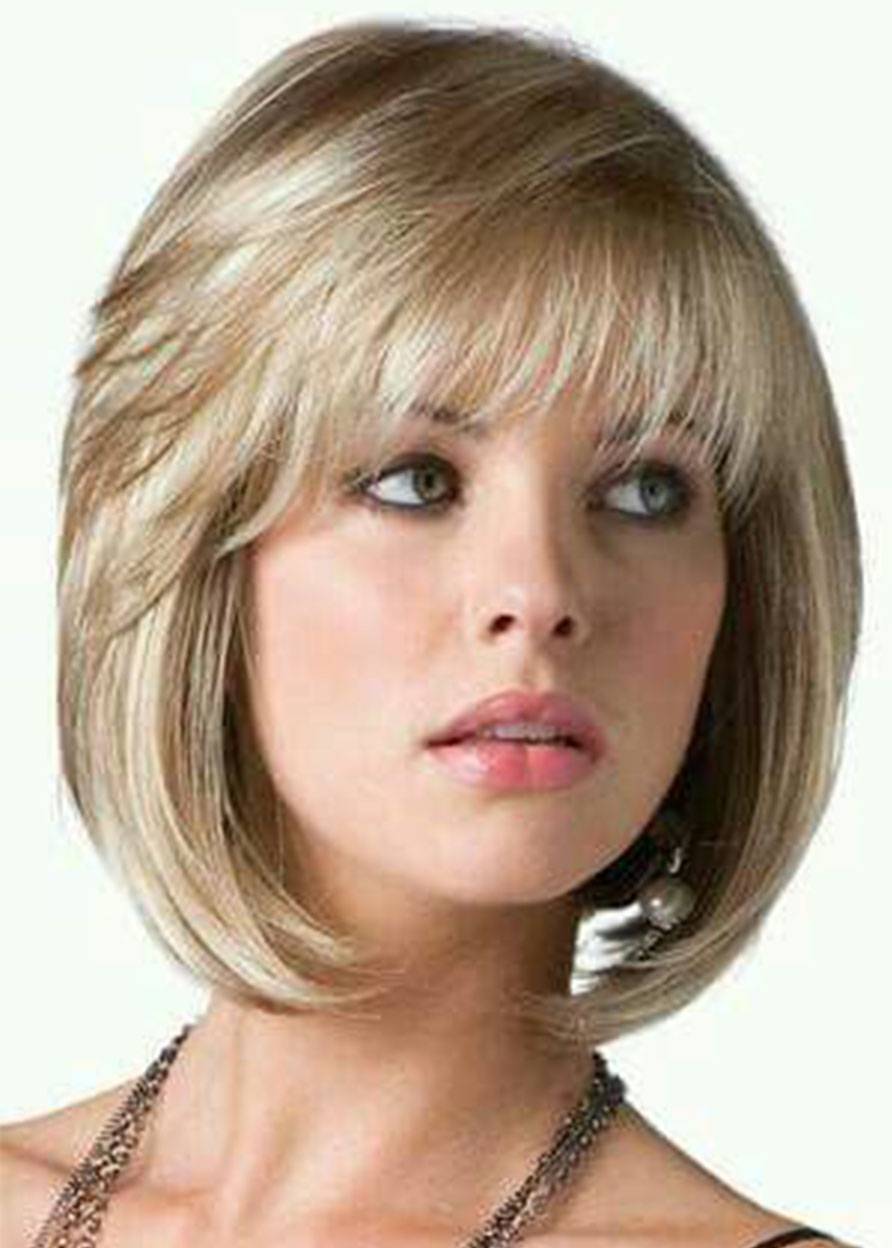 Women's Short Bob Style Straight Human Hair Wigs Full Capless Wigs 14inch