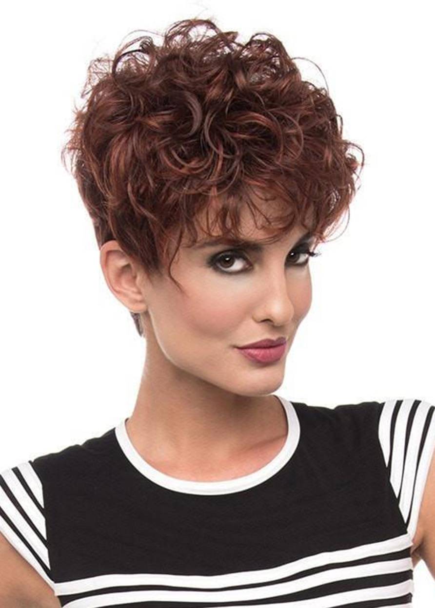 Women's Layered Boyish Cut And Artfully Wild Curls Synthetic Hair Capless Wigs 8Inch