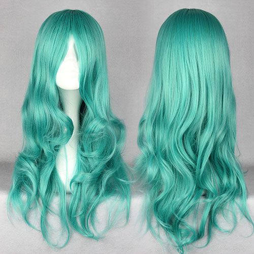 Cheap Long Wavy Green Synthetic Hair Cosplay Wig 26 Inches
