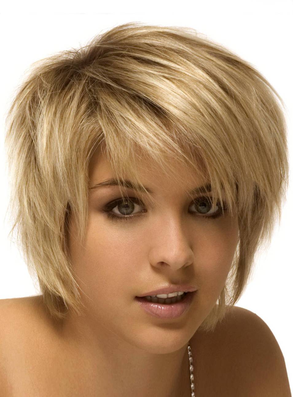 New Fashion Chic Short Layered Cut Straight Blonde Human Hair Wig