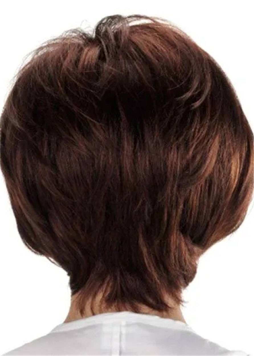 Voluminous Shag Short Bob Cut Straight Human Hair Capless Wigs 8Inch