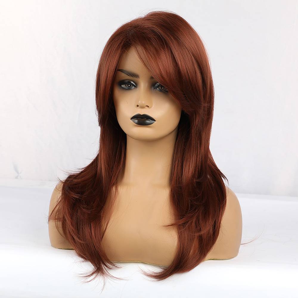 Natural Straight Red Synthetic Long Capless Women Wigs