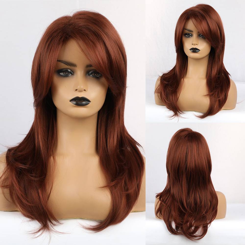 Natural Straight Red Synthetic Long Capless Women Wigs