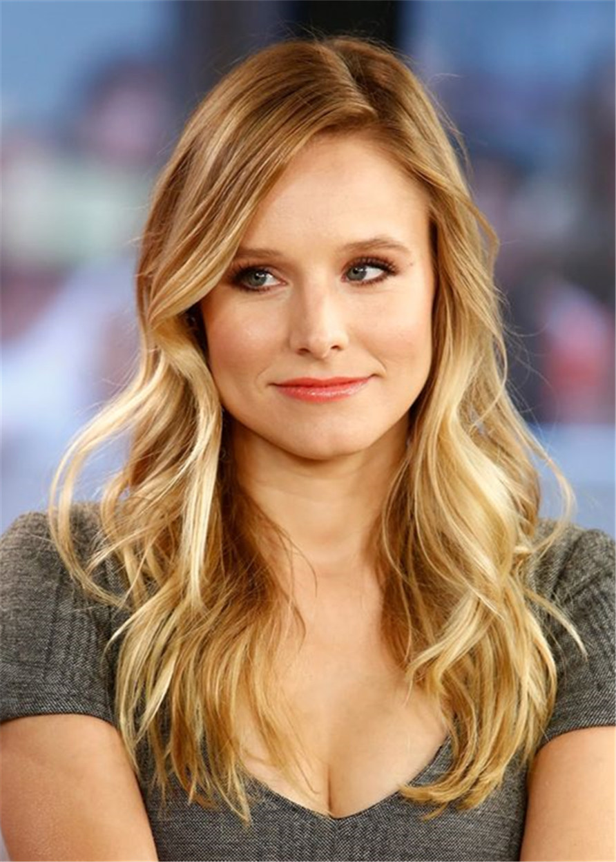 Kristen Bell Long Hair Type Side Parted Wavy Synthetic Hair Capless Wig