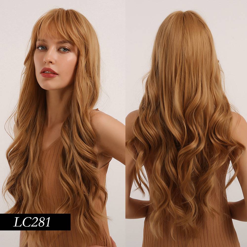 Long Body Wave Hairstyle Synthetic Hair Women Wig With Bangs 28 Inches