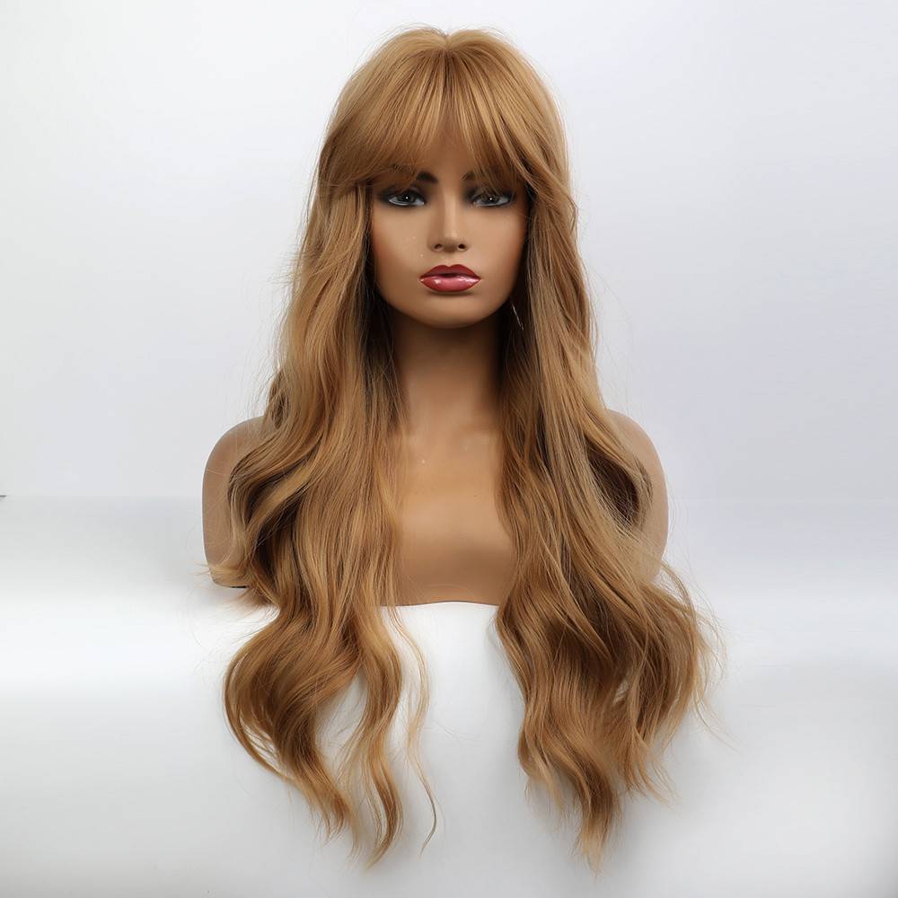 Long Body Wave Hairstyle Synthetic Hair Women Wig With Bangs 28 Inches