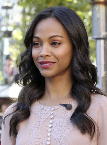 Top Quality Zoe Saldana Long Big Wavy Black Glueless Lace Front Wig 100% Indian Human Hair 18 Inches