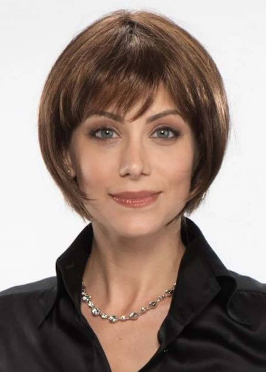 Women's Short Bob Hairstyles Straight Synthetic Hair Wigs With Bangs Capless Wigs 8Inch