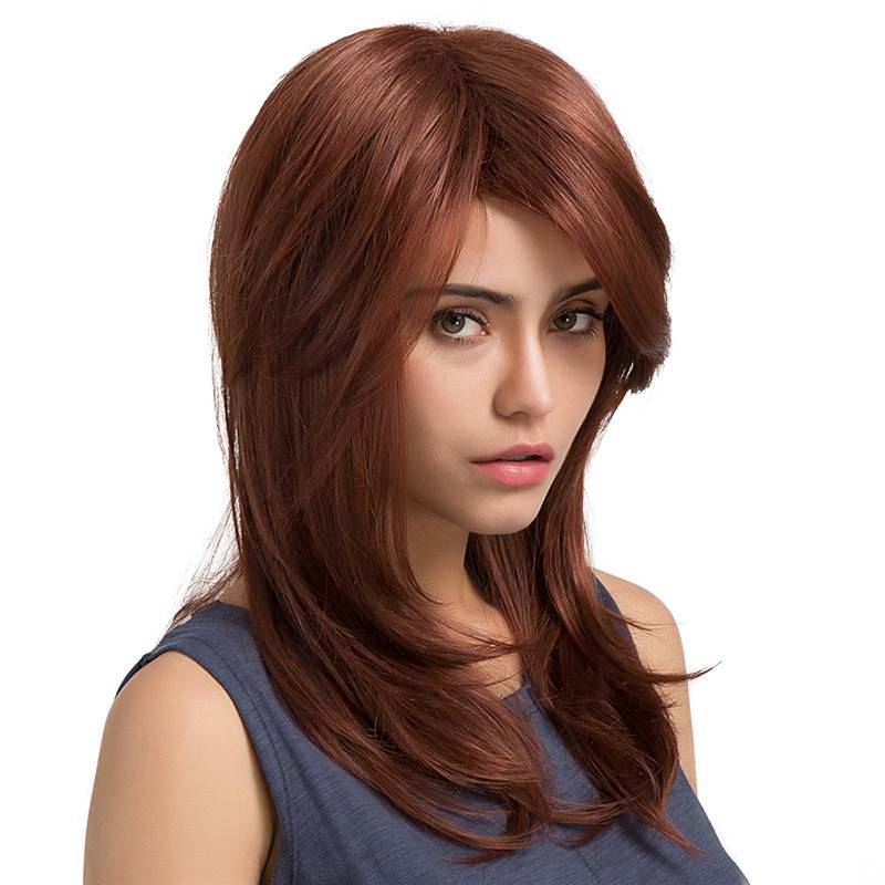 Natural Straight Red Synthetic Long Capless Women Wigs