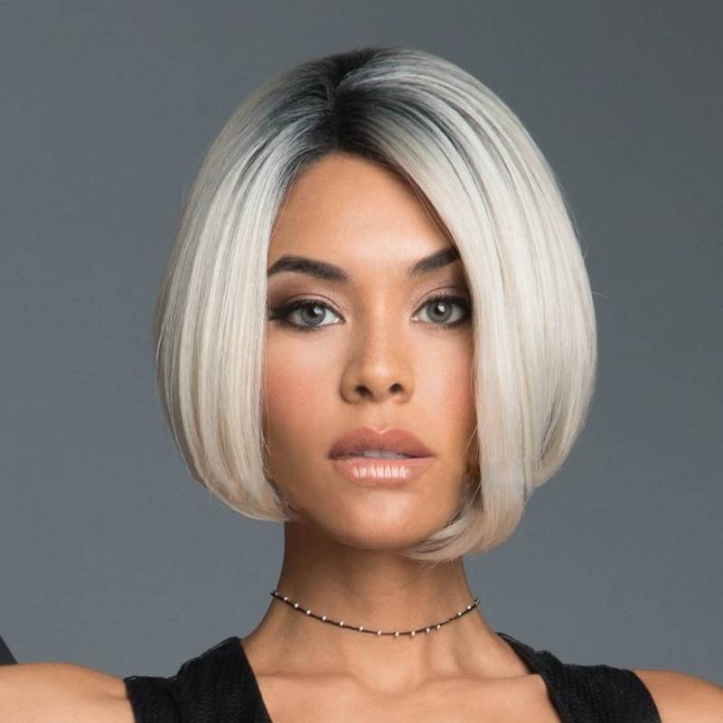 Short Bob Style Silver Synthetic Hair Straight Wig 10 Inches