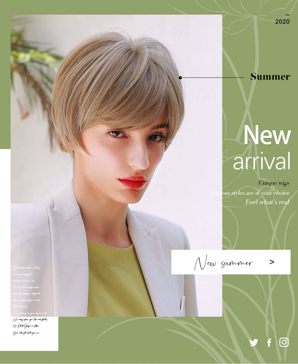 Short Pixie Natural Straight Synthetic Hair Women Wig 8 Inches