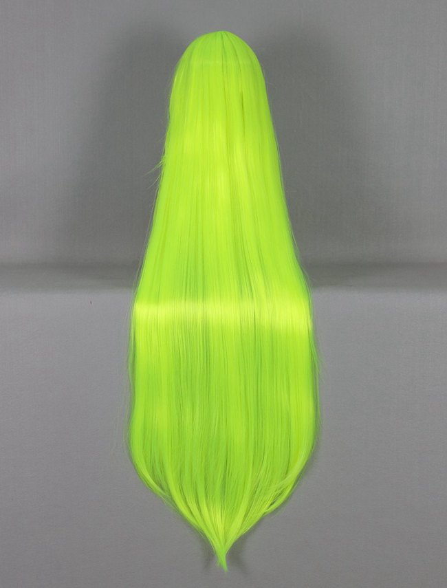 Versatile Long Straight Bright Green Cosplay Wig 30 Inches