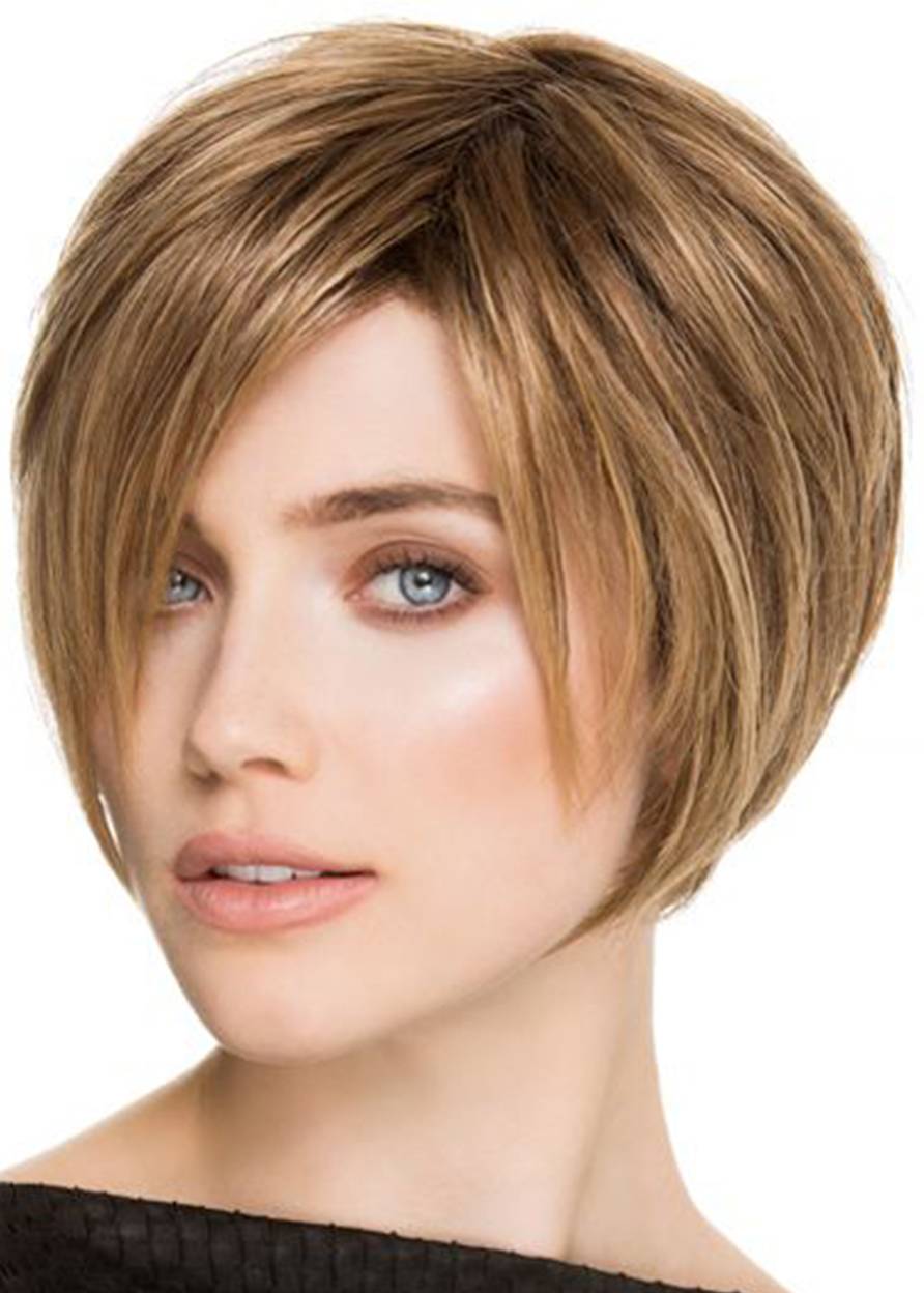 Short Boy Cut Straight Shaggy Style Synthetic Hair Capless Wigs 8Inch