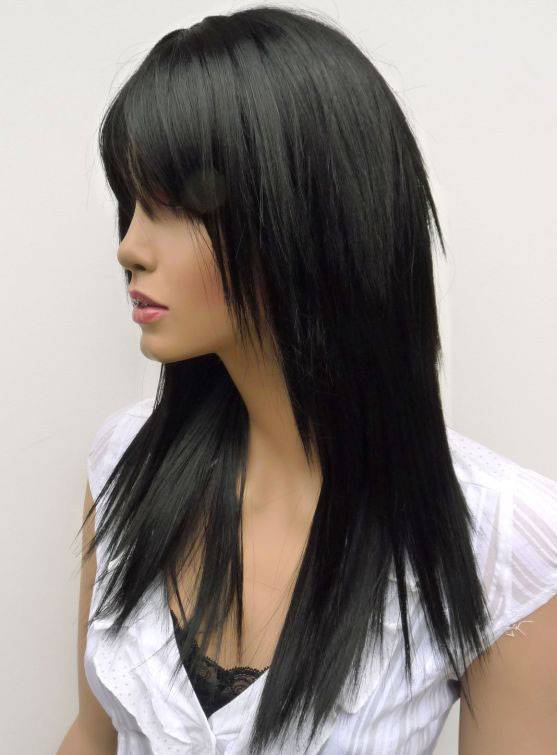 Stylish Layerd Long Silk Straight Black Heat Resistant Synthetic Wig 20 Inches