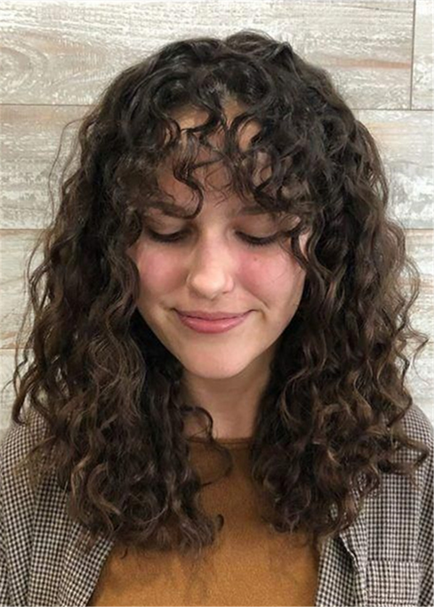 Shoulder Length Curly Human Hair Wig 16 Inches
