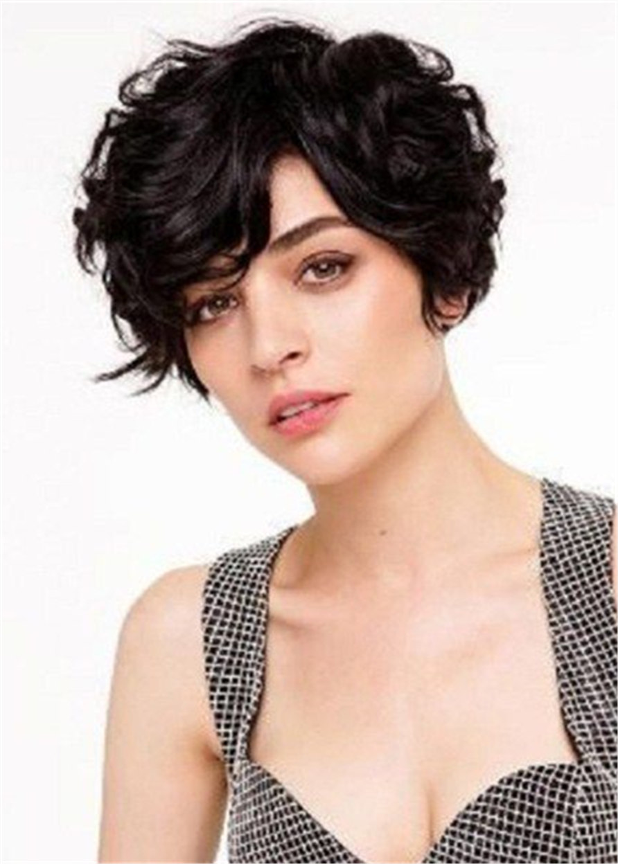 Short Haircut For Thick Hair Wavy Synthetic Hair Capless Wigs 10Inch