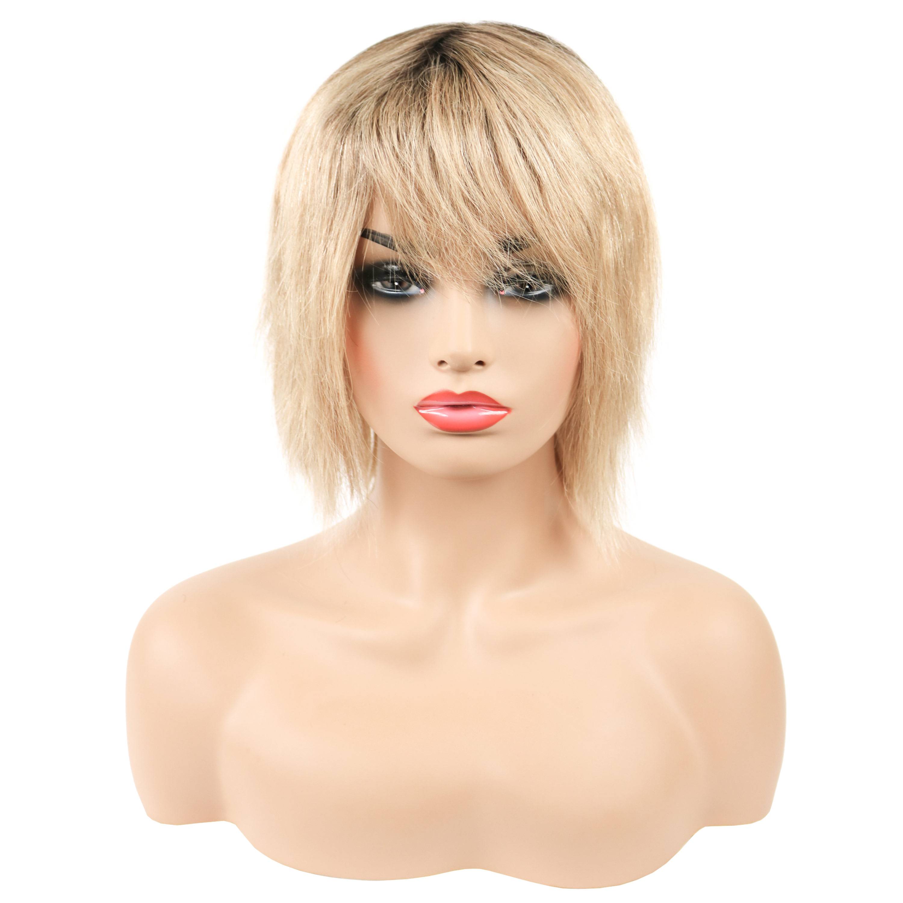 Short Hairstyle Bob Shaggy Human Straight Hair Capless Wigs 10 Inches