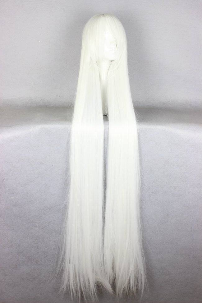 Japanese Chobits Series Long Straight White Color Cosplay Wigs 59 Inches