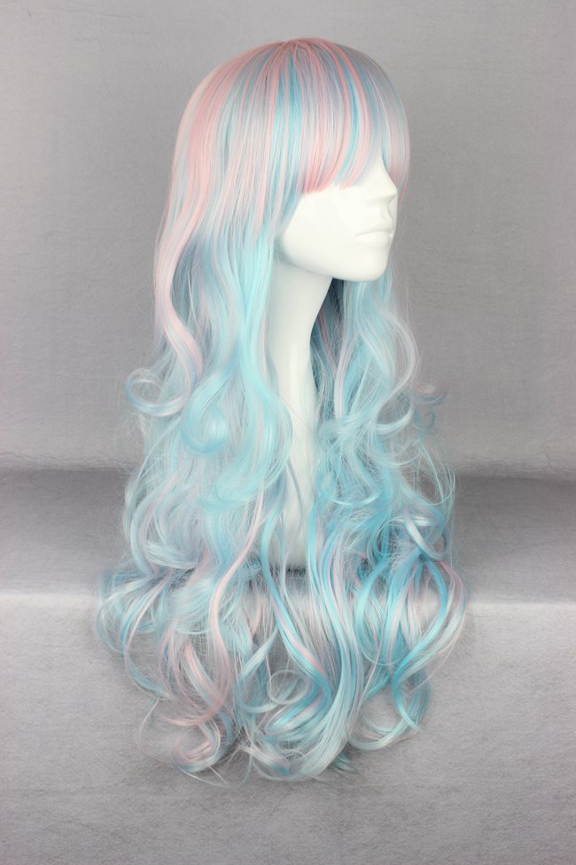 Japanese Lolita Style Big Wave Mixed Color Cosplay Wigs 26 Inches