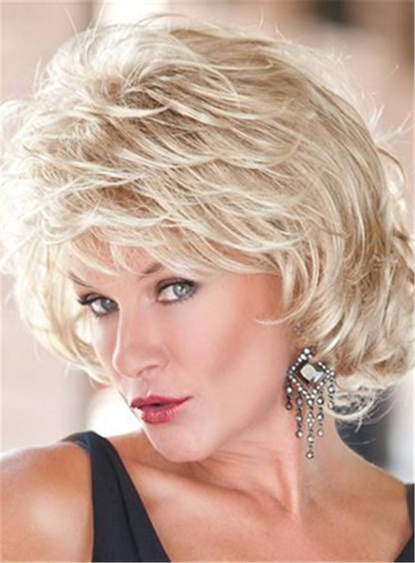 Toni-Brattin Short Fluffy Layered Wavy Synthetic Capless Wigs 10 Inches