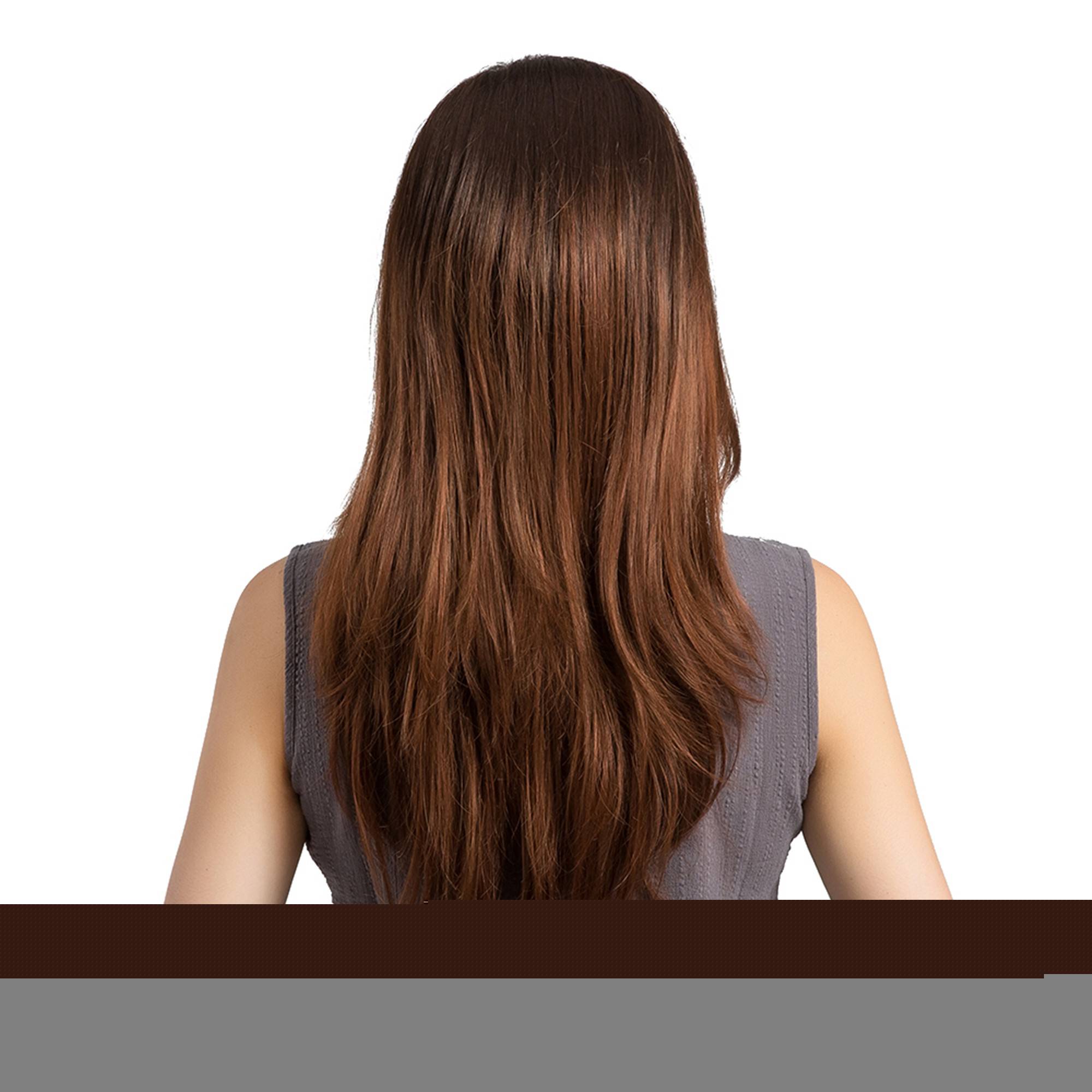 Dark Root Brown Natural Wave Synthetic Women Capless Wigs