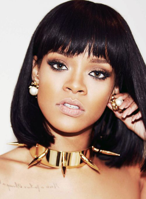 Elegant Rihanna Medium Straight Capless Synthetic Hair Wig 12 Inches