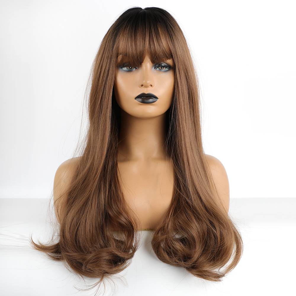 Long Wavy Synthetic Hair Wigs With Bangs