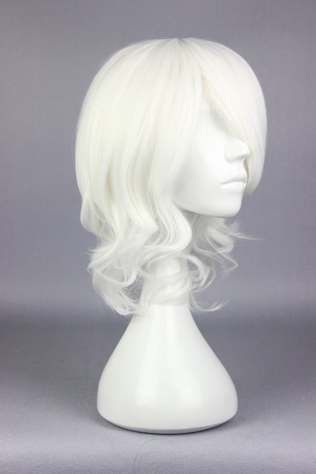 Juzo Suzuya Medium Curly White Cosplay Wig