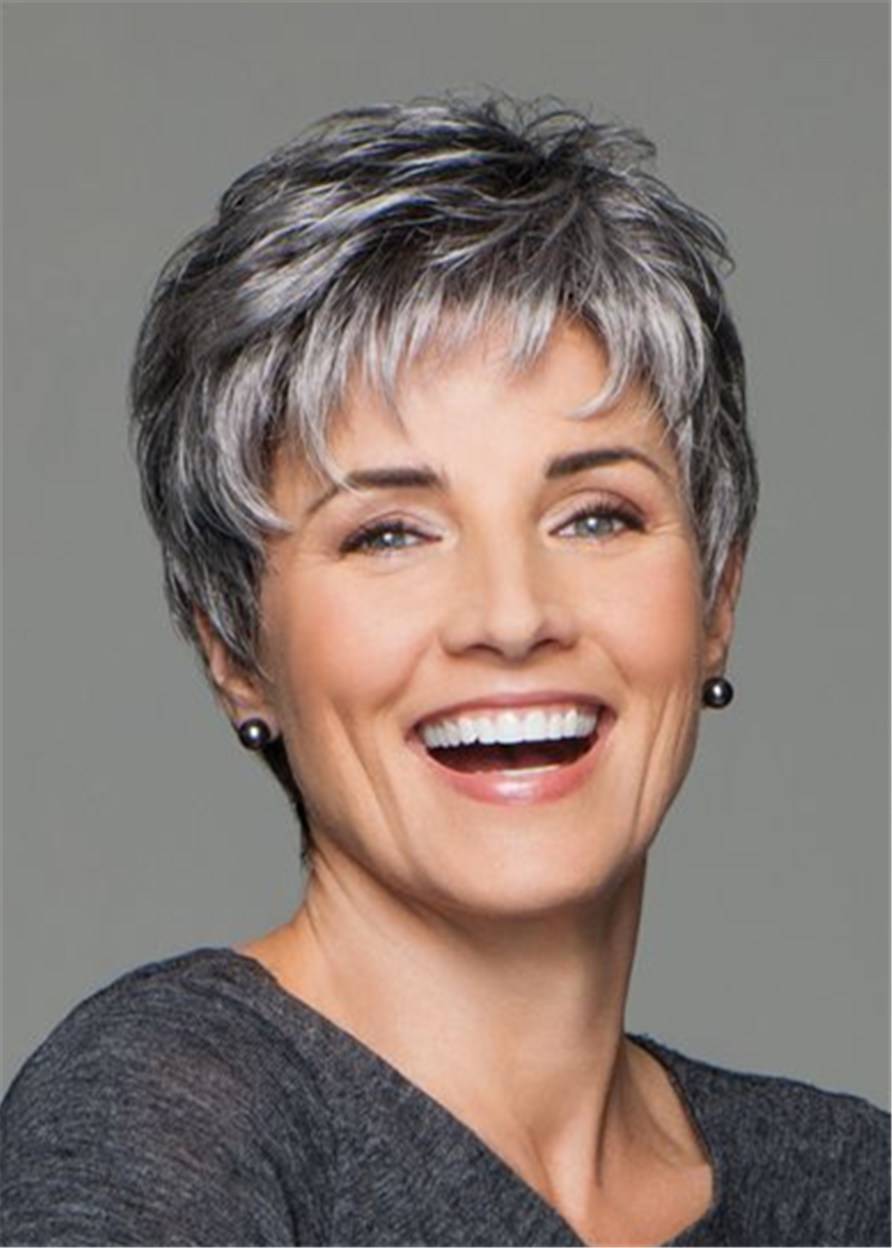 Short Choppy Layered Human Hair Lace Front Cap Wigs