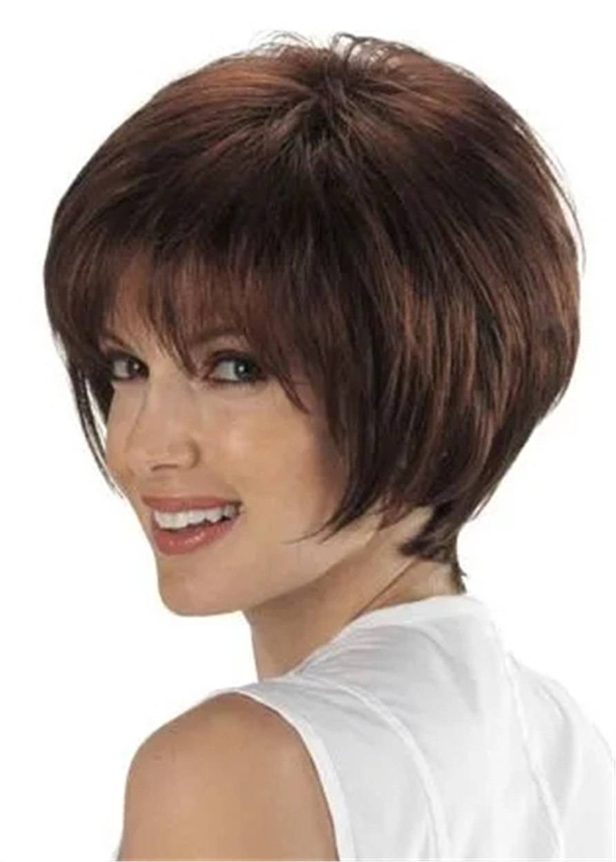 Voluminous Shag Short Bob Cut Straight Human Hair Capless Wigs 8Inch