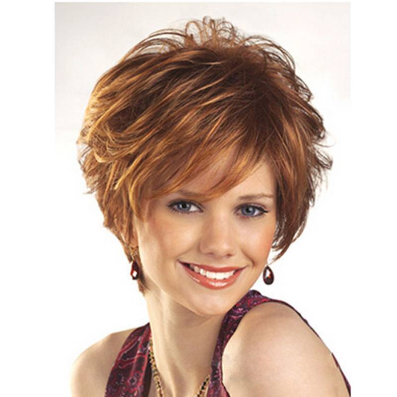 Short Layered Hairstyle Straight Synthetic Hair Wig 8 Inch