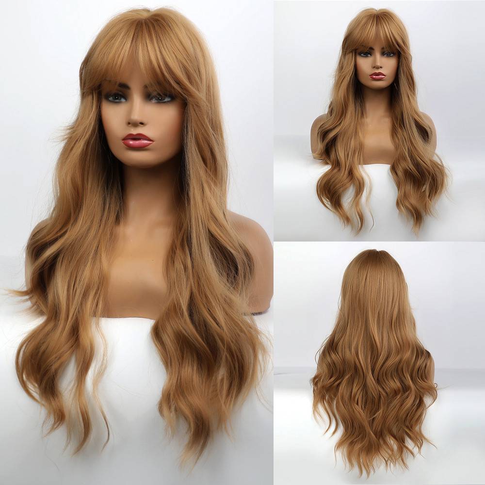 Long Body Wave Hairstyle Synthetic Hair Women Wig With Bangs 28 Inches