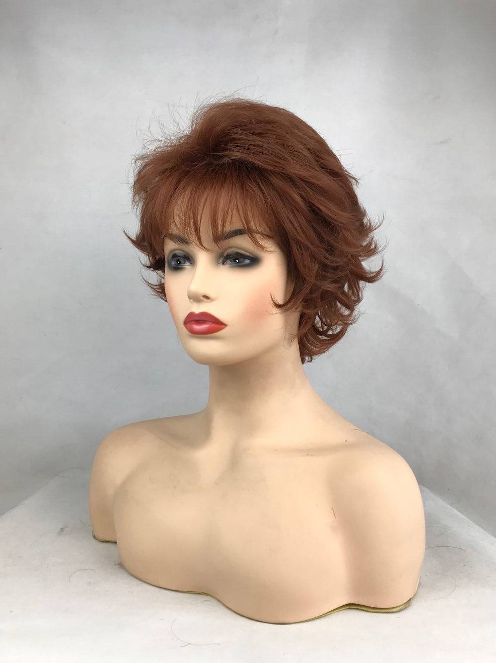 Short Natural Wave Brown Color Synthetic Wigs Full Capless Hair Thick Wig 12inch