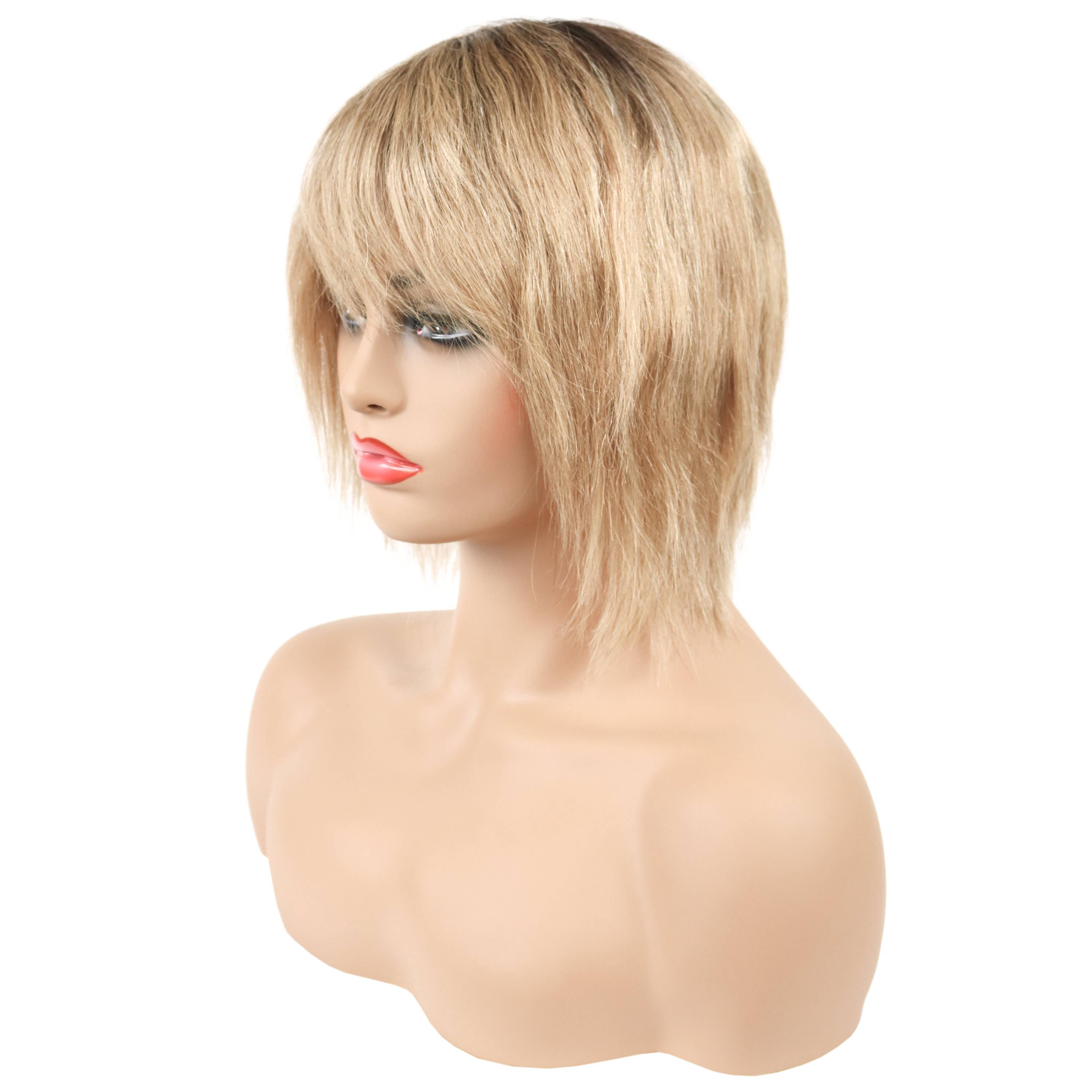 Short Hairstyle Bob Shaggy Human Straight Hair Capless Wigs 10 Inches