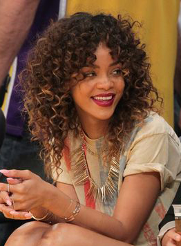 Rihanna Medium Curly Lace Front Synthetic Wigs 14 Inches