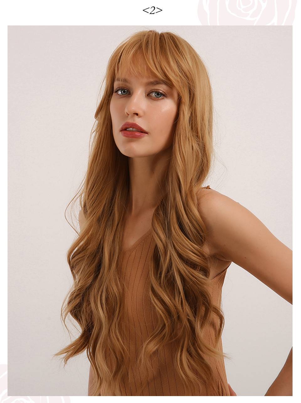 Long Body Wave Hairstyle Synthetic Hair Women Wig With Bangs 28 Inches