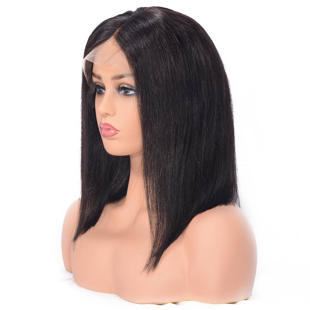 Straight Human Hair Women Lace Front Cap 130% 14 Inches Wigs