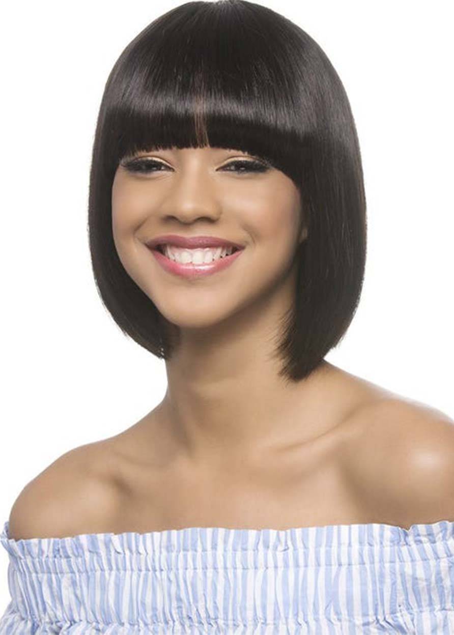 Summer Women's Short Bob Hairstyles Straight Human Hair Capless Wigs 10Inch